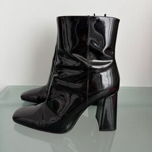 H&M - Black Faux Patent Leather Ankle Boots
